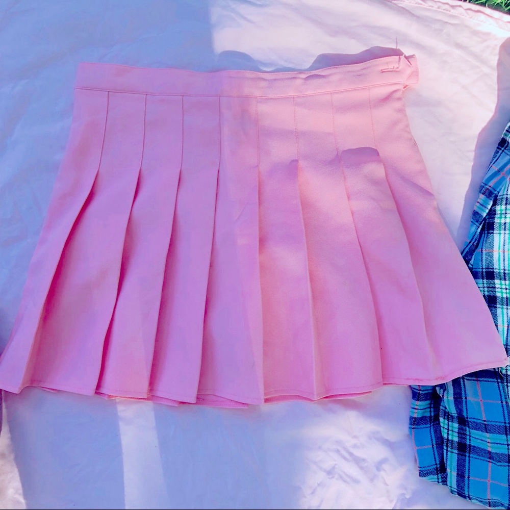 Adorable Baby Pink Pleated Skirt with Built-In Shorts